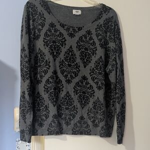 Old Navy Gray and Black Patterned Sweater- XL